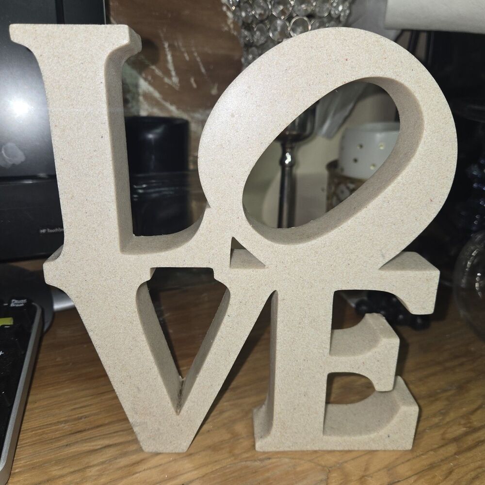 LOVE Pop Art - Replica Of Robert Indiana Sculpture Cream Resin Faux Stone Specks